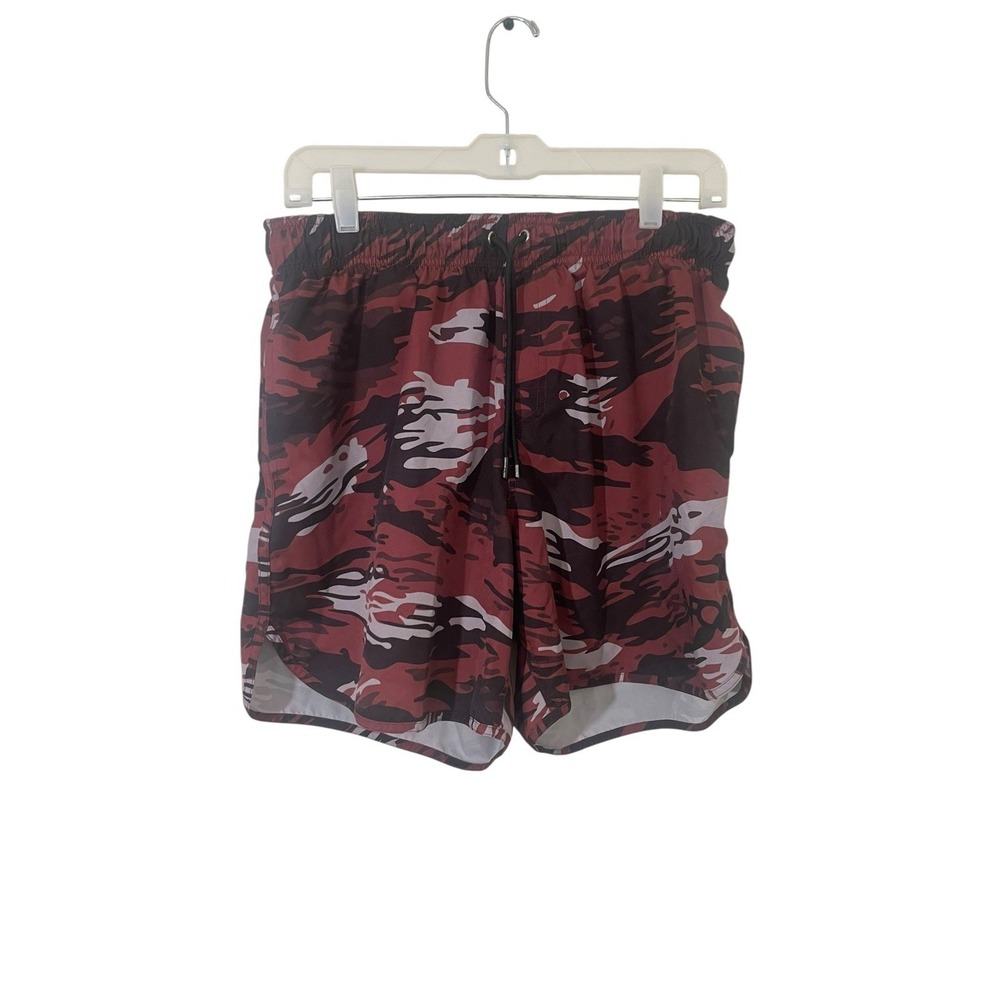 NFQ Men's XL Training Shorts - Red Camo Unlined with Pockets 6" Inseam Running